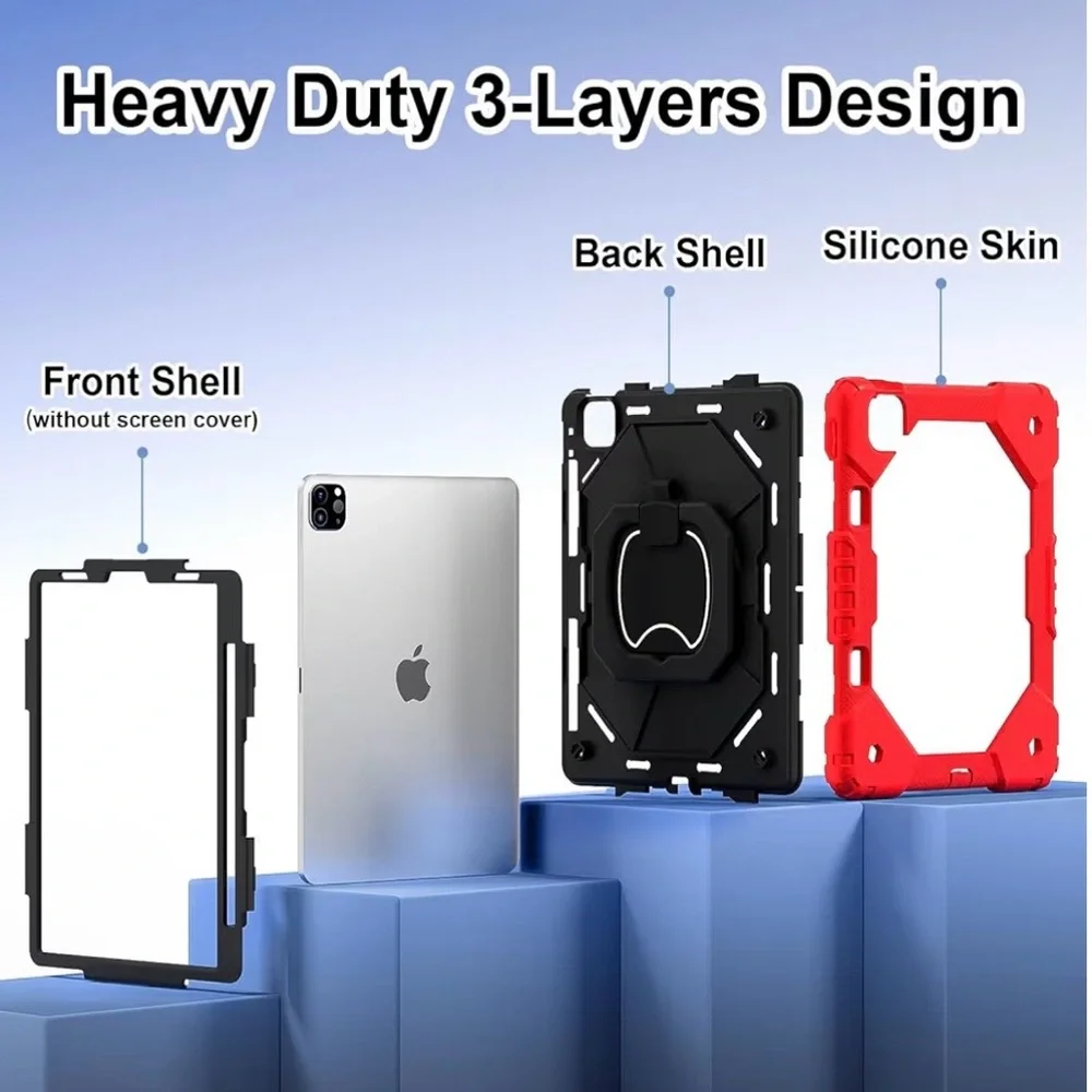 Case for iPad Air 11 Inch M2 2024 (6th Gen) Shockproof Rotating Kickstand.